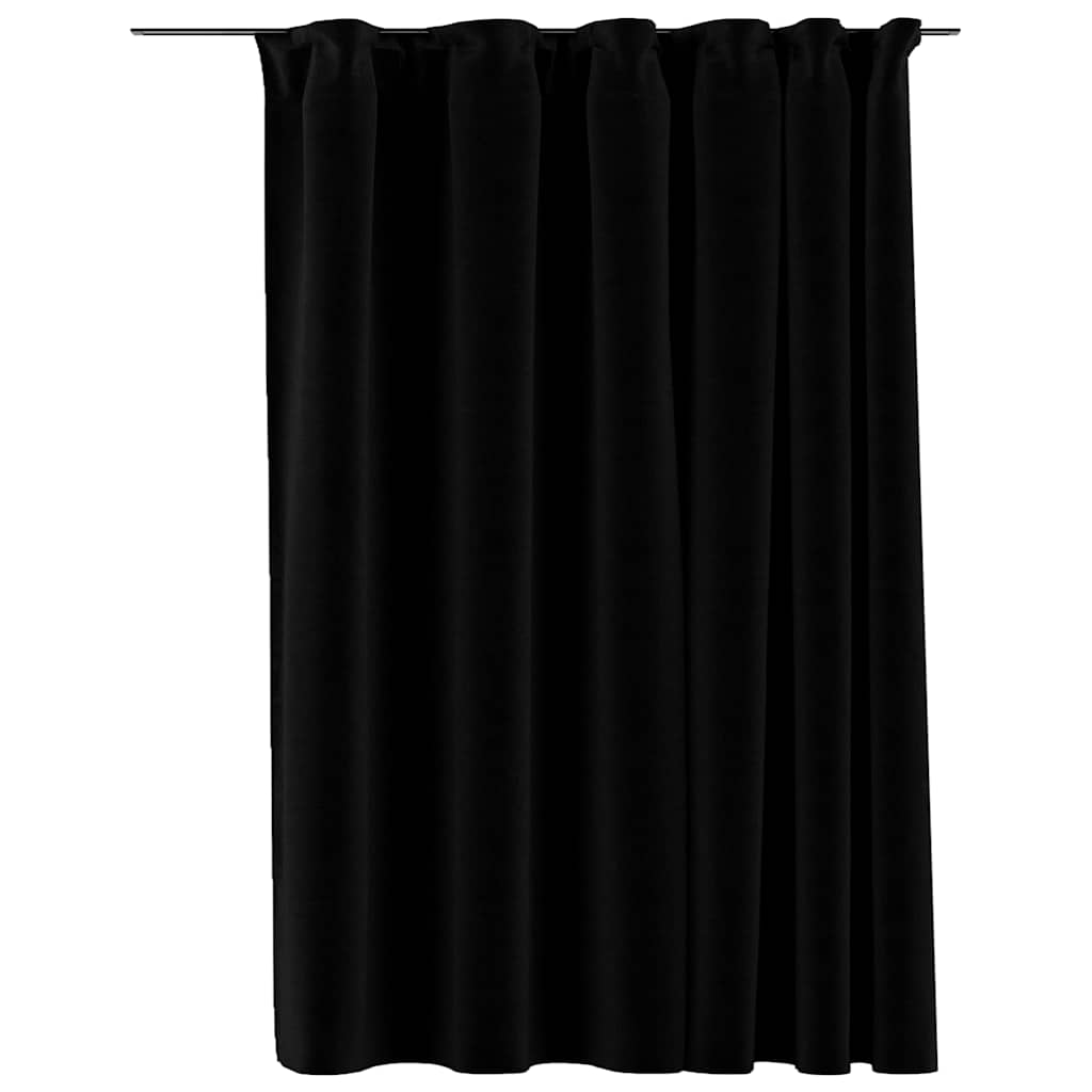 Vidaxl gordijn linnenlook verduisterend met haken 290x245 cm zwart
