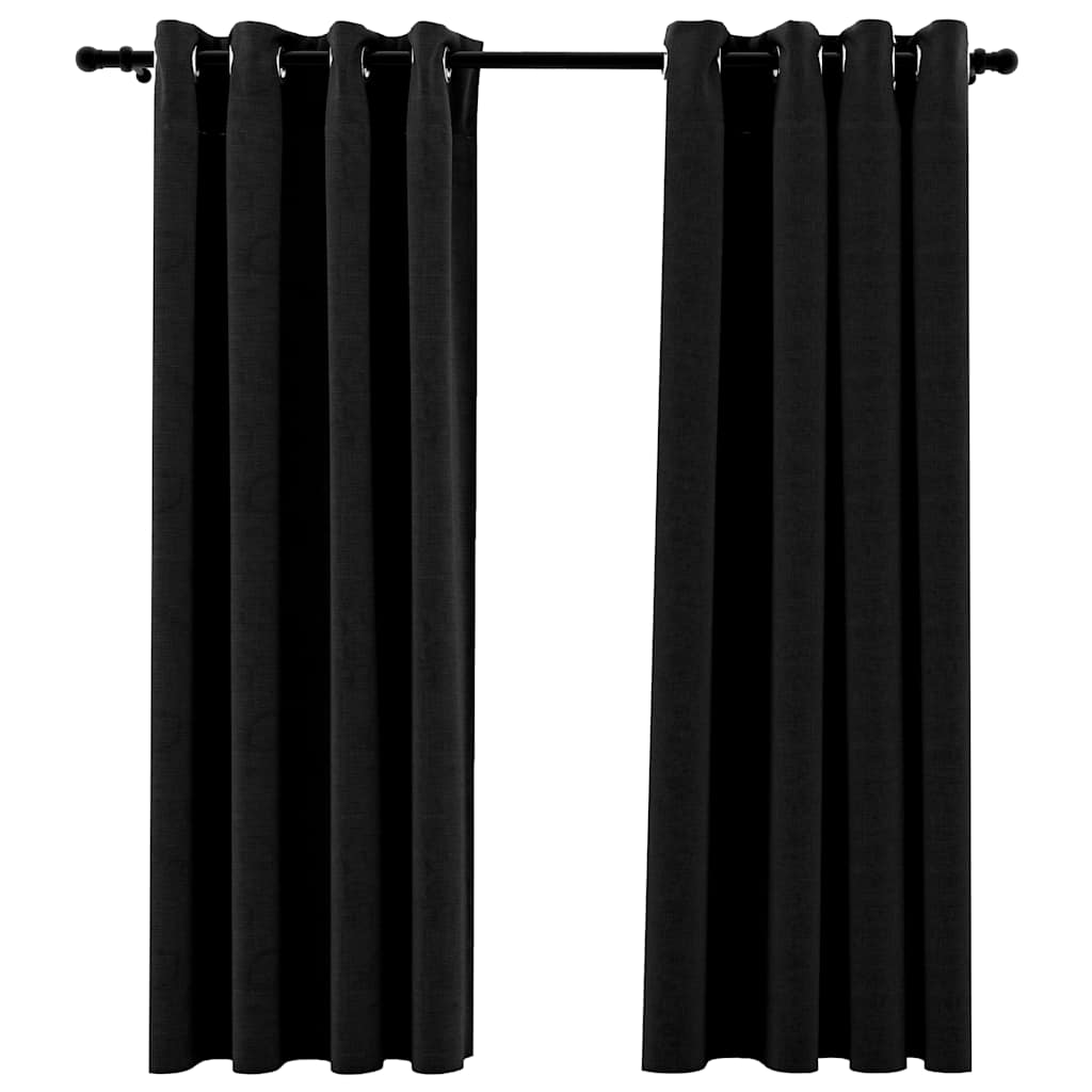 VidaXL Gordijnen linnenlook verduisterend 2 st 140x175 cm antraciet