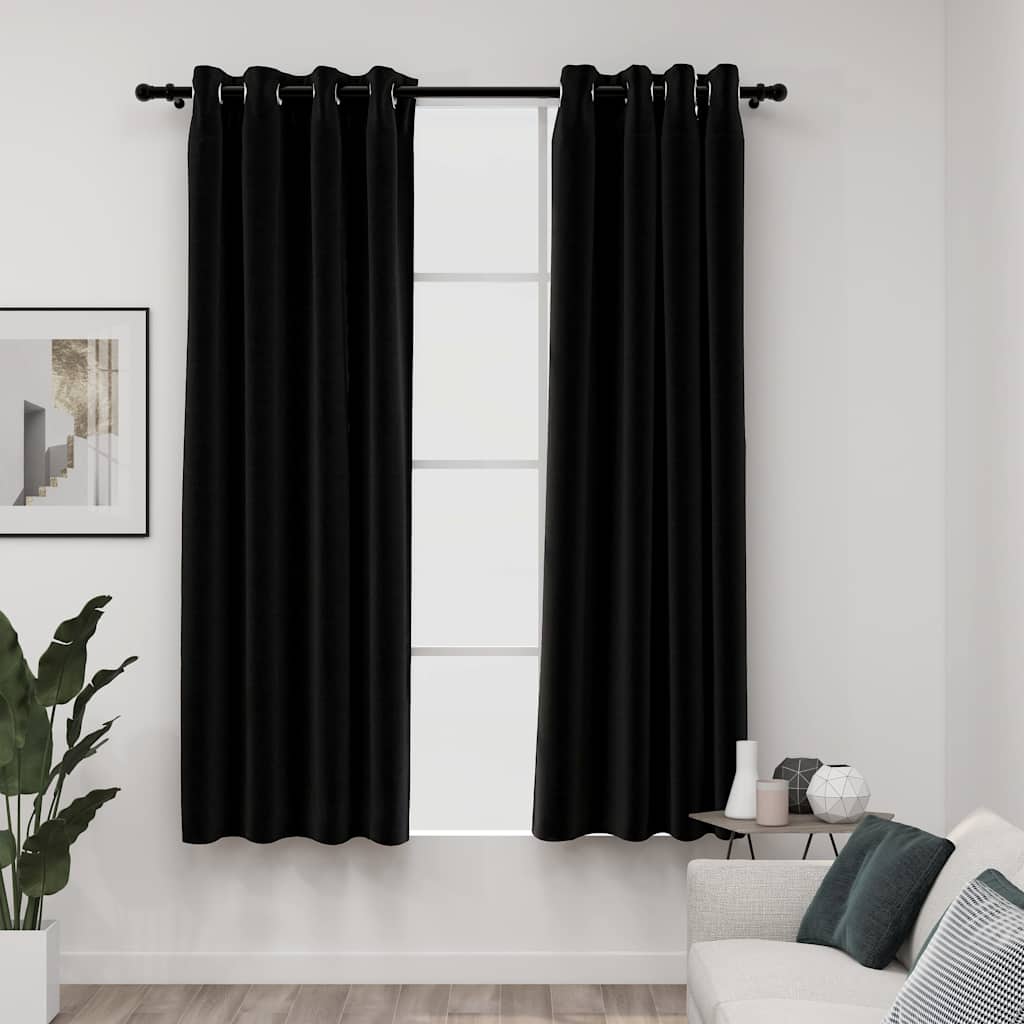 VidaXL Gordijnen linnenlook verduisterend 2 st 140x175 cm antraciet
