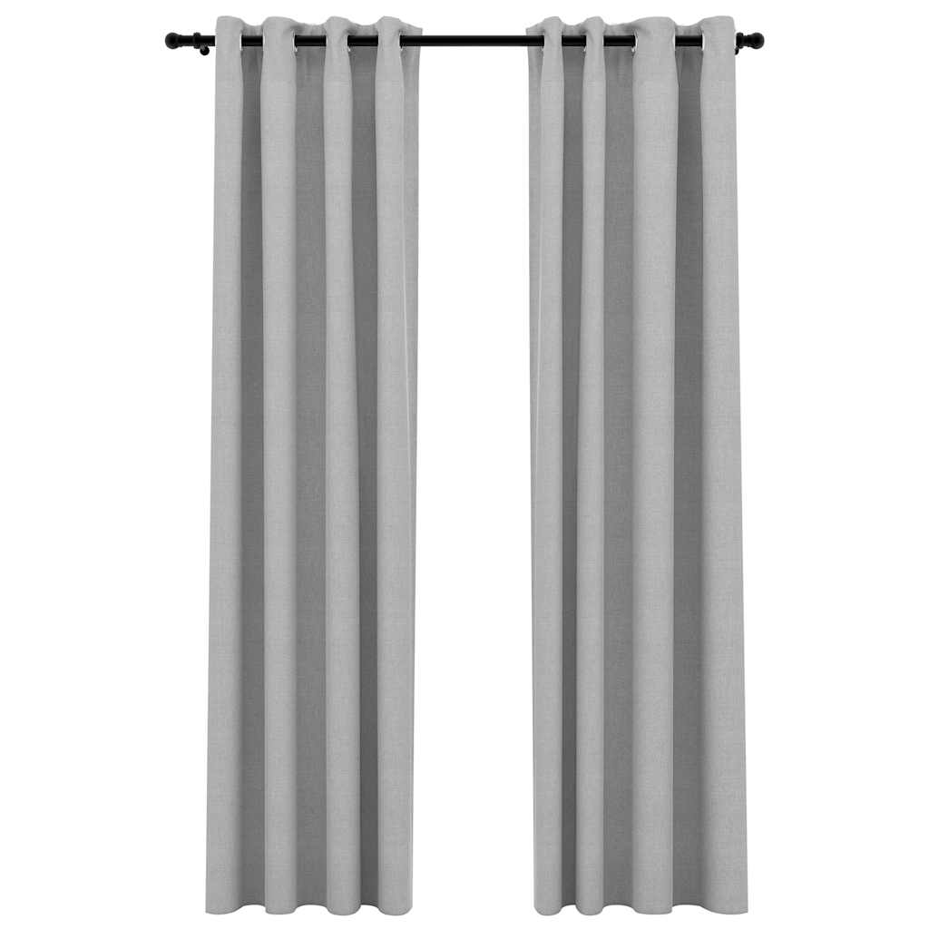 Vidaxl gordijnen linnenlook verduisterend ogen 2 st 140x225 cm grijs
