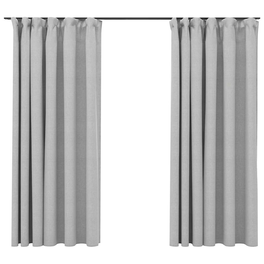 Vidaxl gordijnen linnenlook verduisterend haken 2 st 140x175 cm grijs