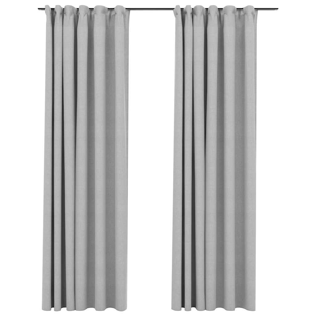 Vidaxl gordijnen linnenlook verduisterend haken 2 st 140x225 cm grijs