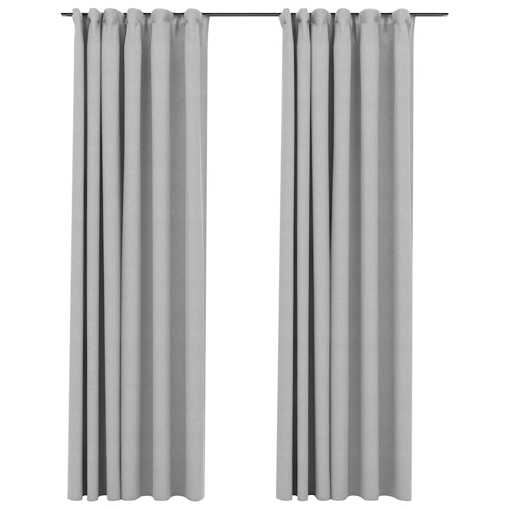 Vidaxl gordijnen linnenlook verduisterend haken 2 st 140x245 cm grijs