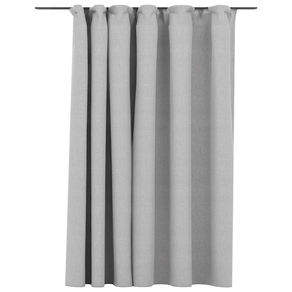 Vidaxl gordijn linnenlook verduisterend met haken 290x245 cm grijs