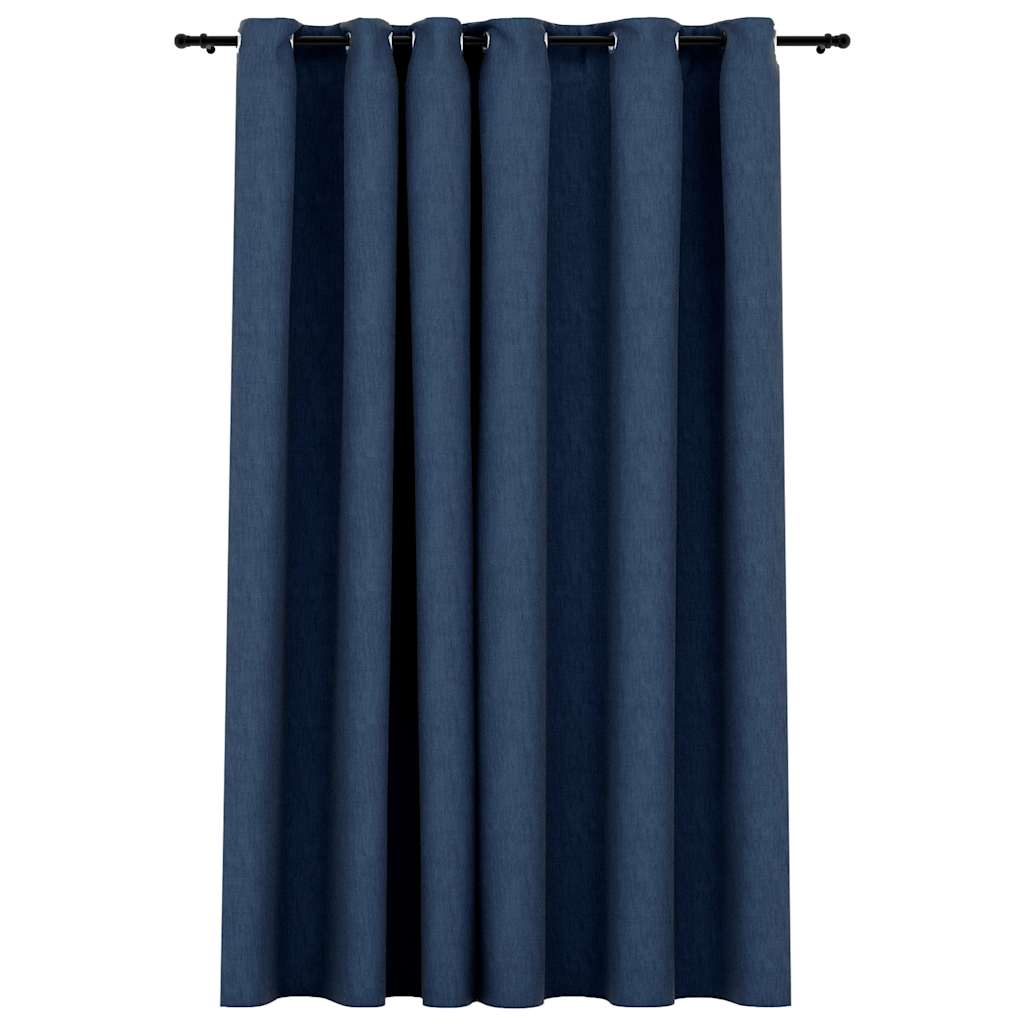 Vidaxl gordijn linnenlook verduisterend met ogen 290x245 cm blauw