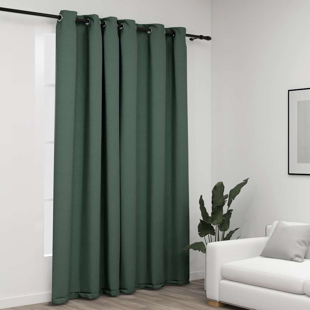 Vidaxl gordijn linnenlook verduisterend met ogen 290x245 cm groen