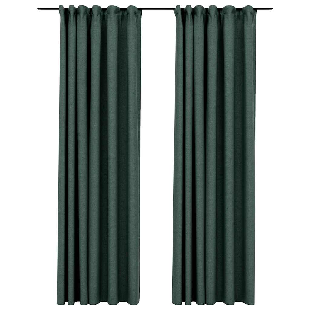 Vidaxl gordijnen linnenlook verduisterend haken 2 st 140x245 cm groen