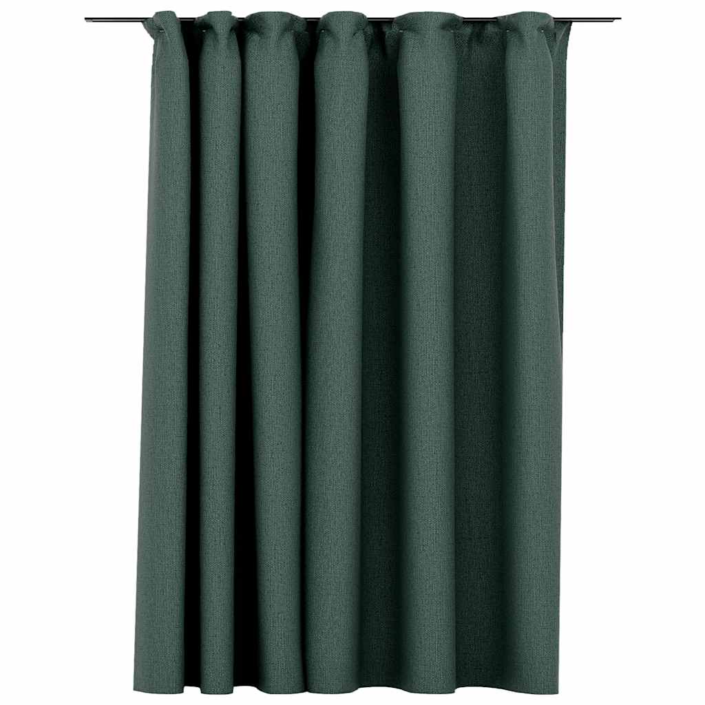 Vidaxl gordijn linnenlook verduisterend met haken 290x245 cm groen