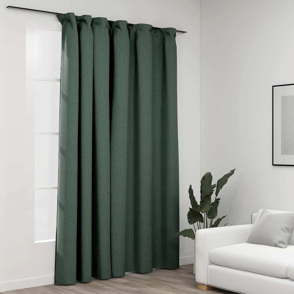 Vidaxl gordijn linnenlook verduisterend met haken 290x245 cm groen