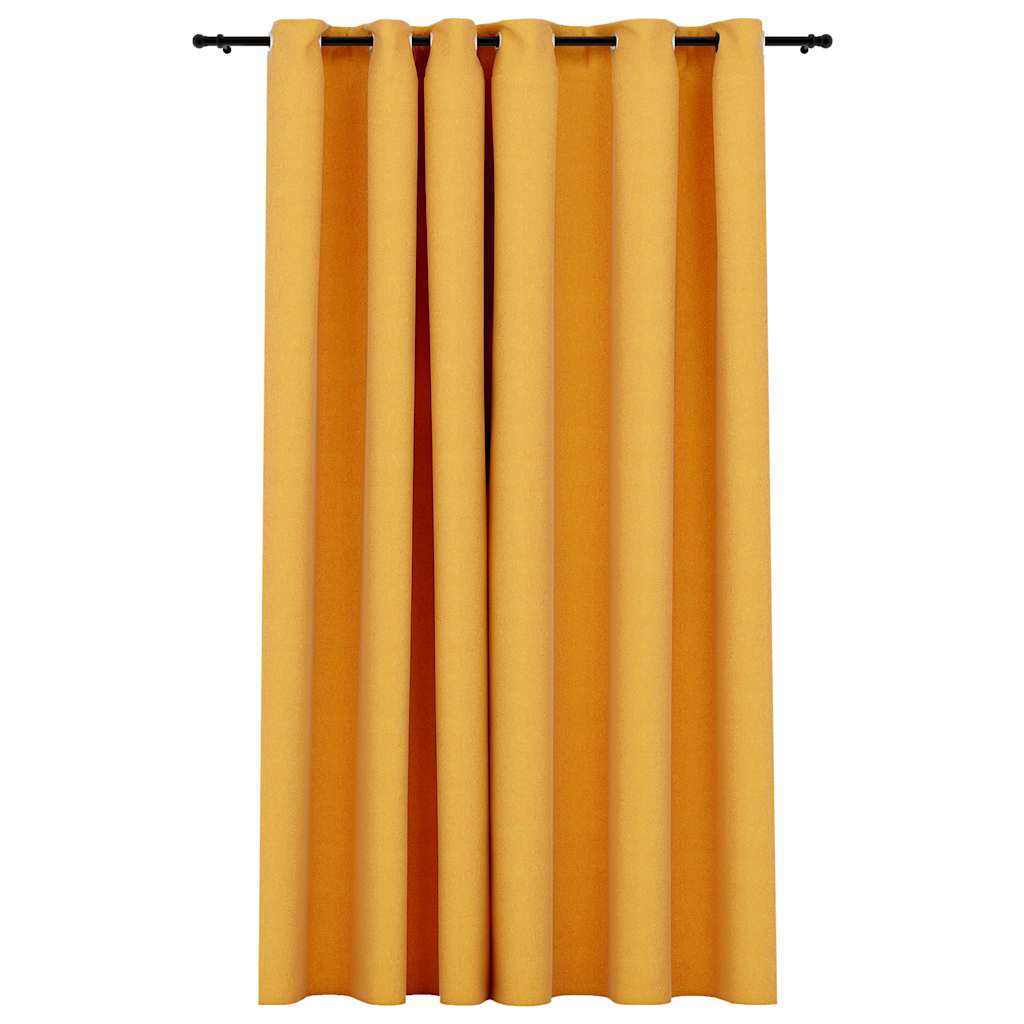 Vidaxl gordijn linnenlook verduisterend met ogen 290x245 cm geel