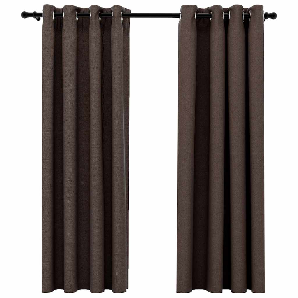 Vidaxl gordijnen linnenlook verduisterend ogen 2 st 140x175 cm taupe