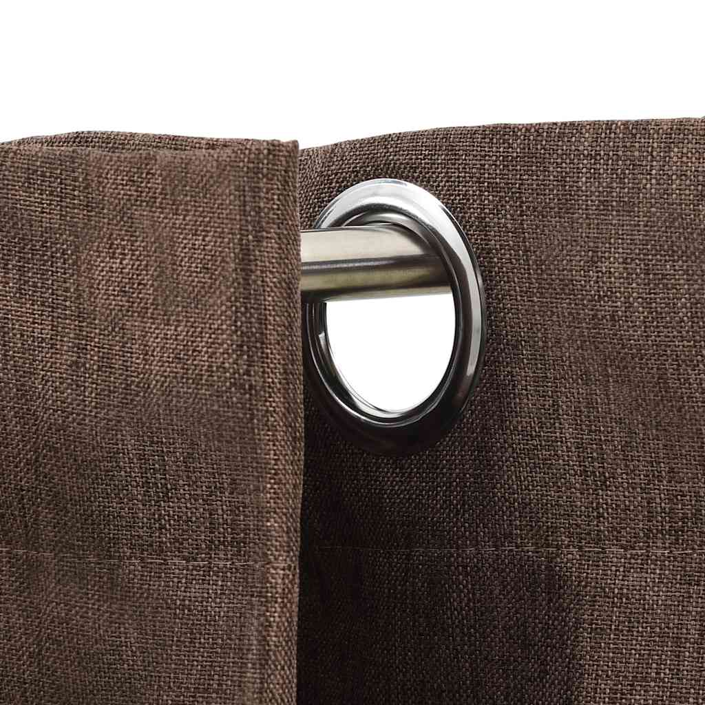 Vidaxl gordijnen linnenlook verduisterend ogen 2 st 140x225 cm taupe