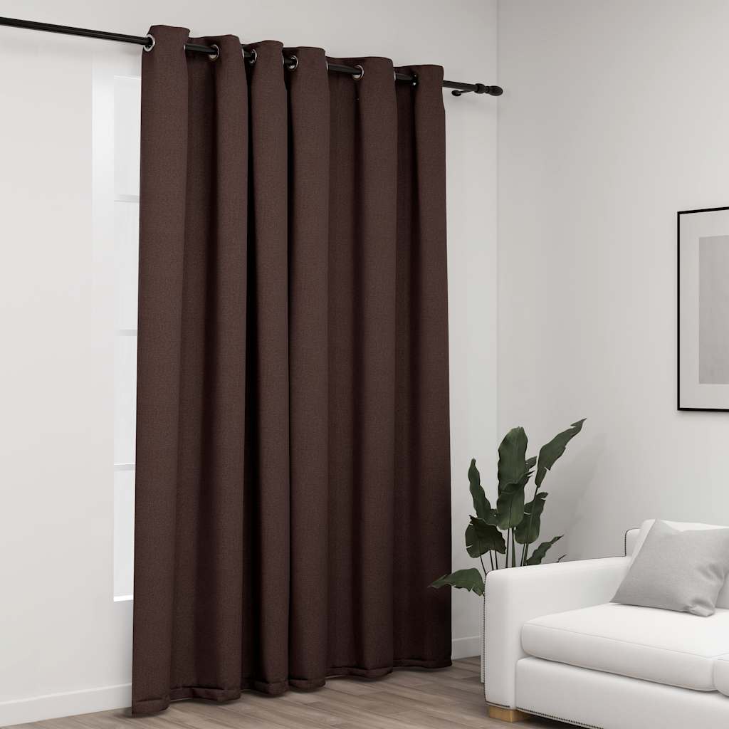 Vidaxl gordijn linnenlook verduisterend met ogen 290x245 cm taupe