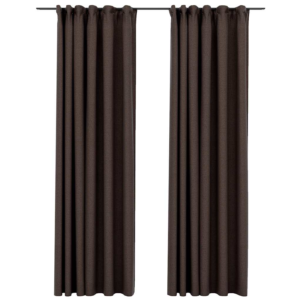 Vidaxl gordijnen linnenlook verduisterend haken 2 st 140x225 cm taupe