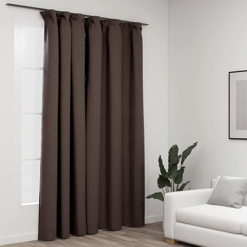 Vidaxl gordijn linnenlook verduisterend met haken 290x245 cm taupe