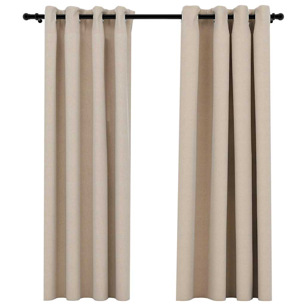 Vidaxl gordijnen linnenlook verduisterend ogen 2 st 140x175 cm beige