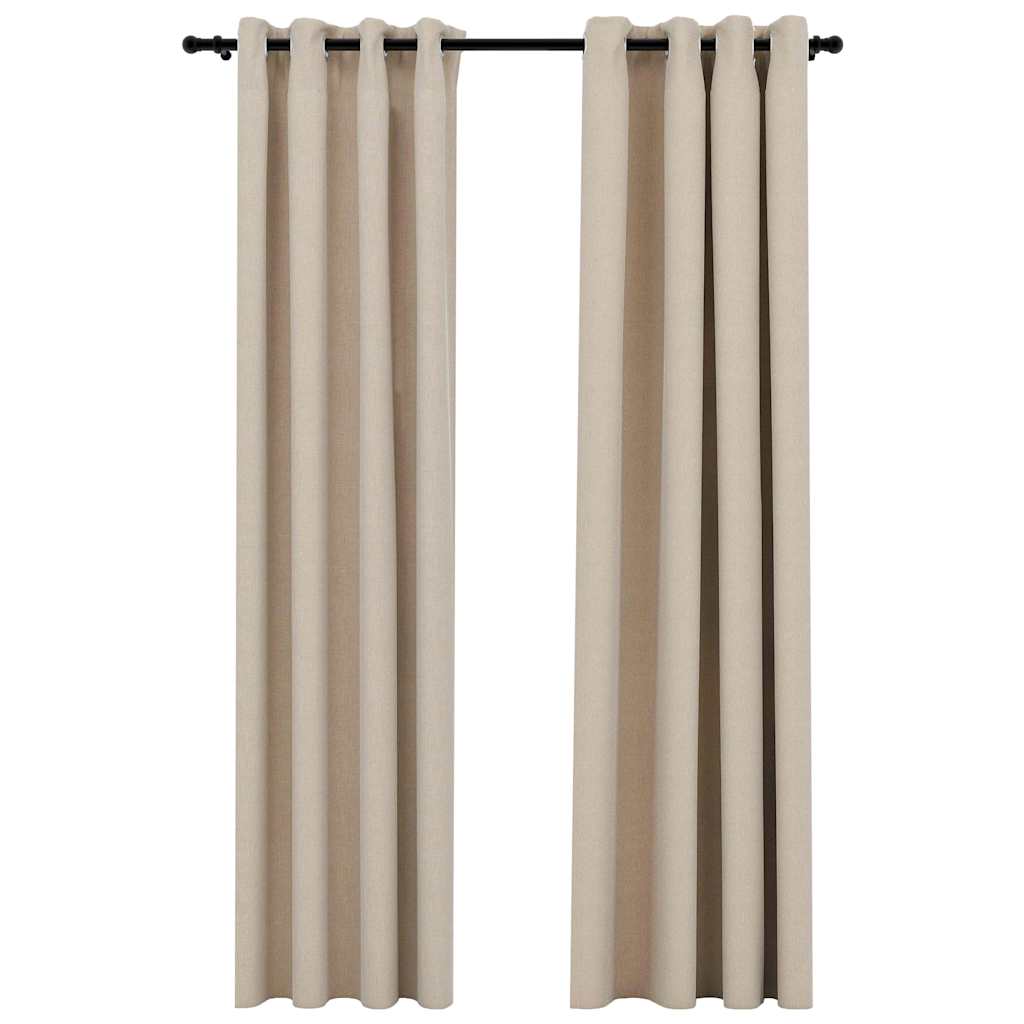 Vidaxl gordijnen linnenlook verduisterend ogen 2 st 140x245 cm beige