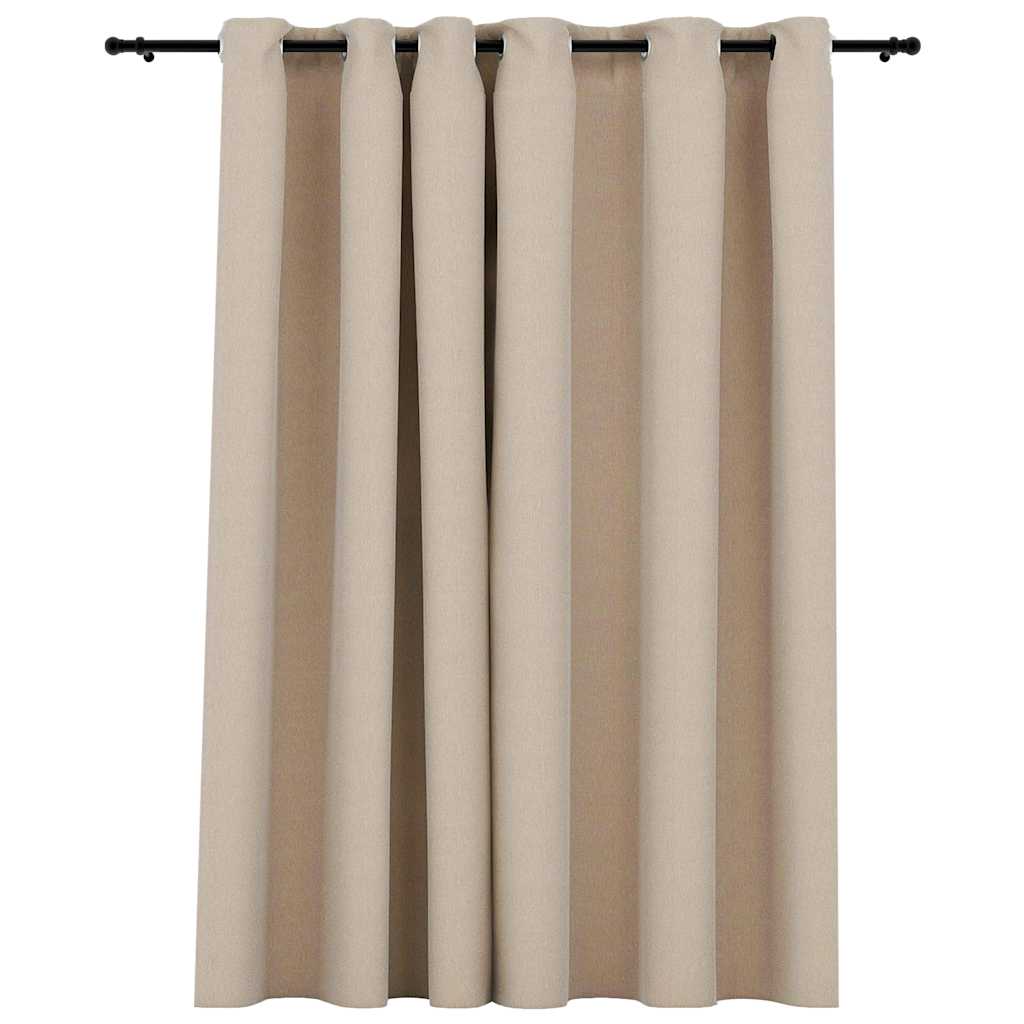 Vidaxl gordijn linnenlook verduisterend met ogen 290x245 cm beige