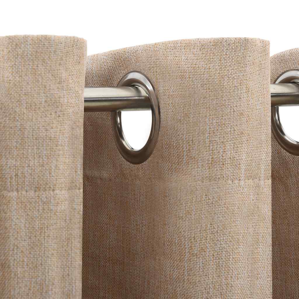 Vidaxl gordijn linnenlook verduisterend met ogen 290x245 cm beige
