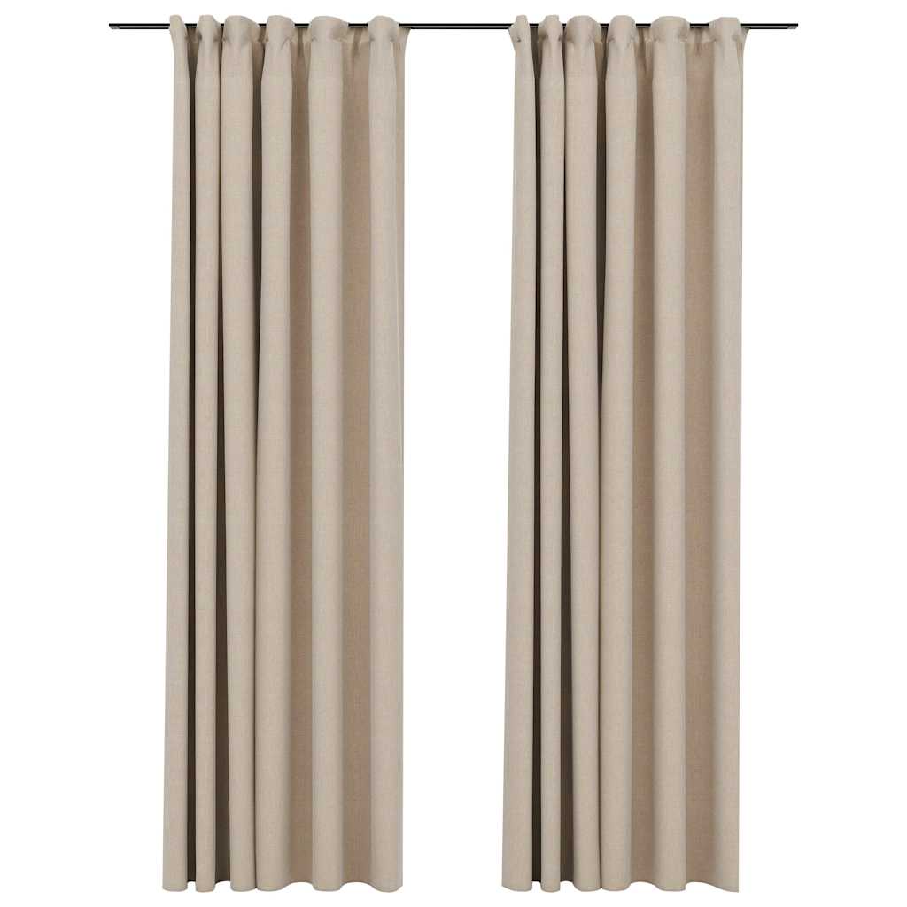 Vidaxl gordijnen linnenlook verduisterend haken 2 st 140x225 cm beige