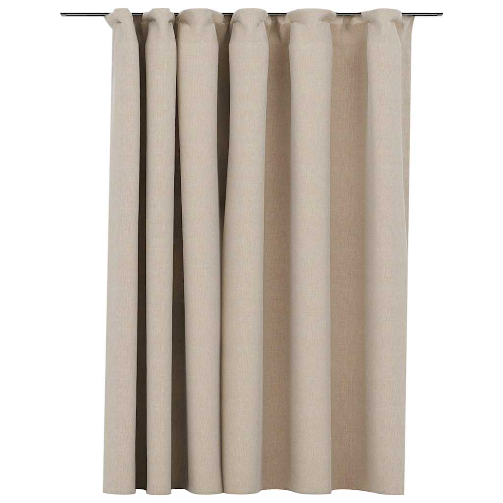Vidaxl gordijn linnenlook verduisterend met haken 290x245 cm beige