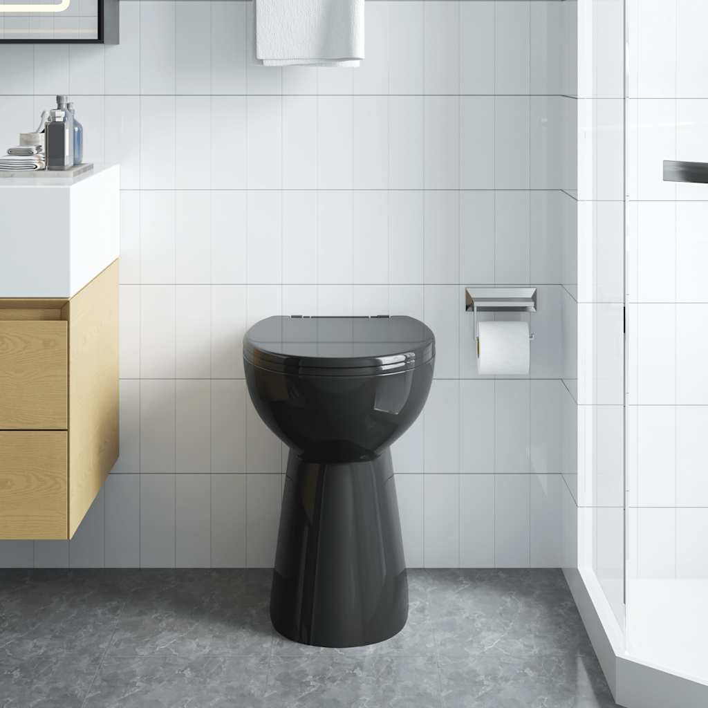 Vidaxl randloos toilet 7 cm dode hoogte soft-close keramiek zwart