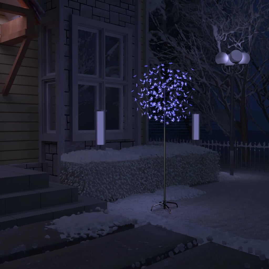VidaXL Kerstboom 200 LED's blauw met licht kersenbloesem 180 cm