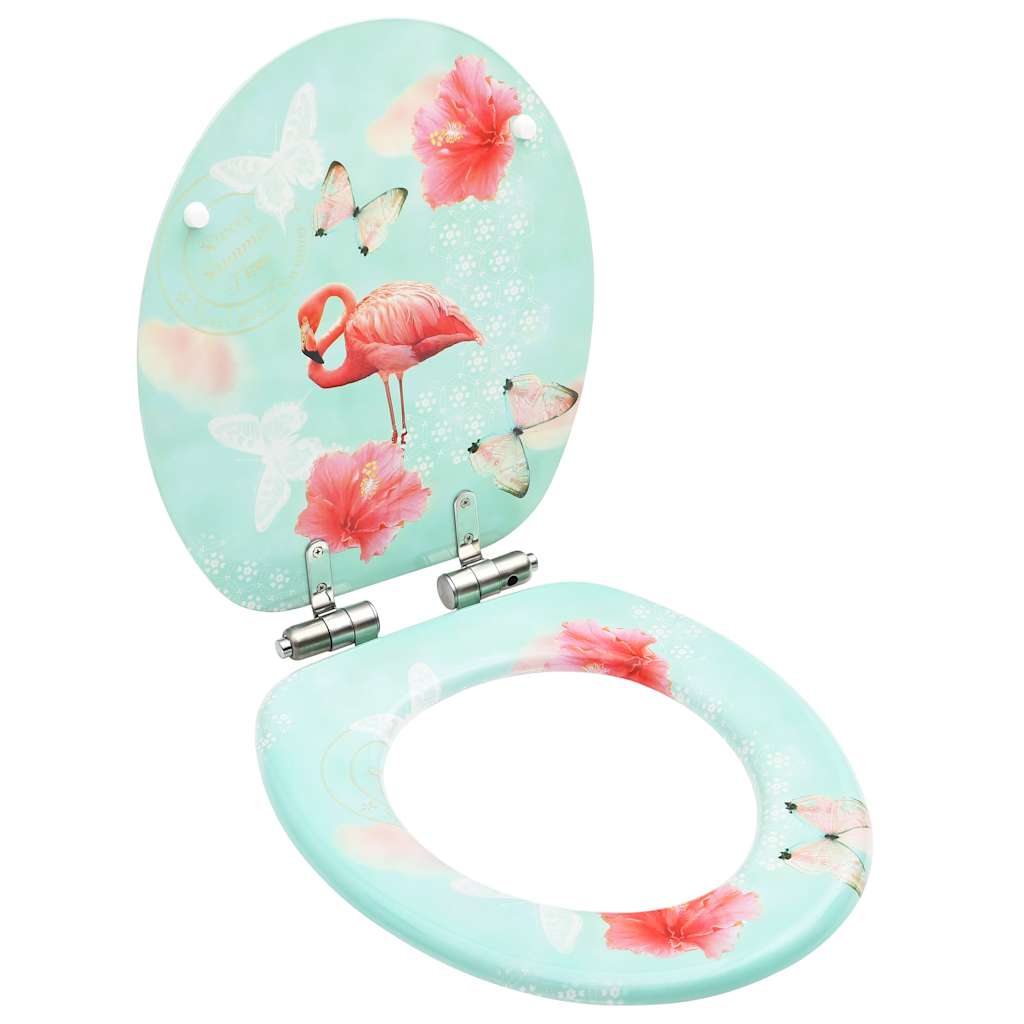 Vidaxl toiletbril met softclose deksel flamingo mdf