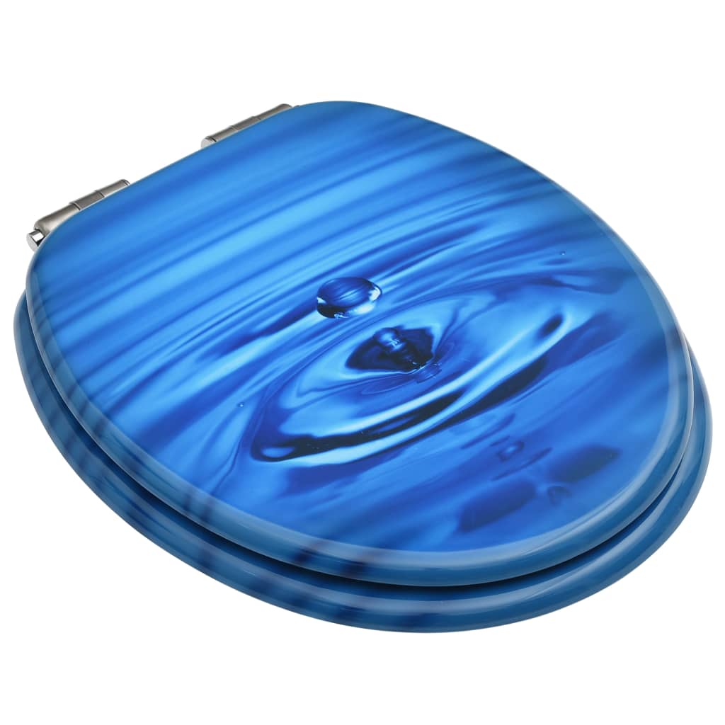 Vidaxl toiletbril met softclose deksel waterdruppel mdf blauw