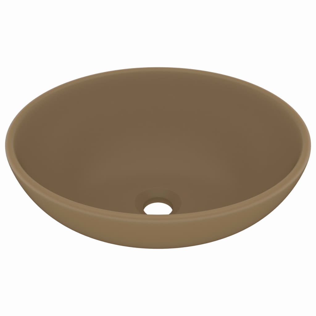 Vidaxl wastafel ovaal 40x33 cm keramiek matcrème