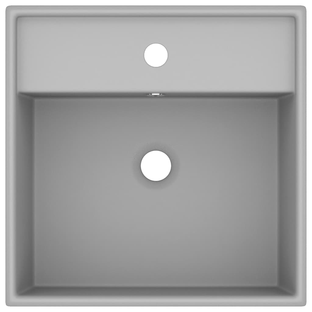 Vidaxl wastafel met overloop vierkant 41x41 cm keramiek mat lichtgrijs
