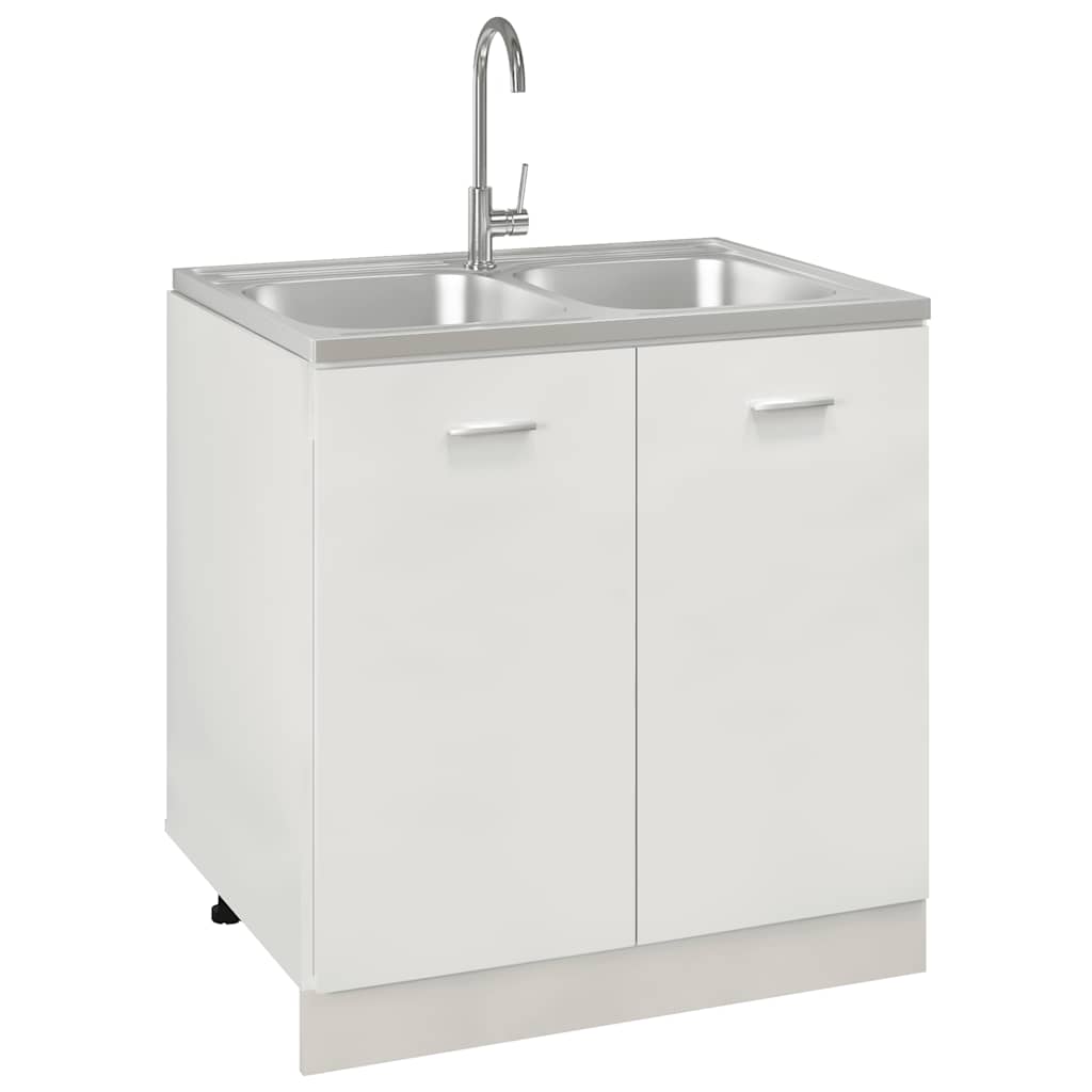 Vidaxl gootsteen met dubbele bak 800x600x155 mm roestvrij staal zilver