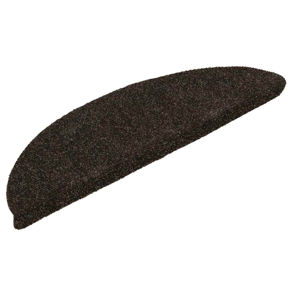 Vidaxl trapmatten zelfklevend 15 stuks 56x17x3 cm donkerbruin halfrond
