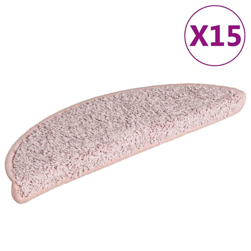 Vidaxl trapmatten 15 st 56x17x3 cm lichtroze halfrond