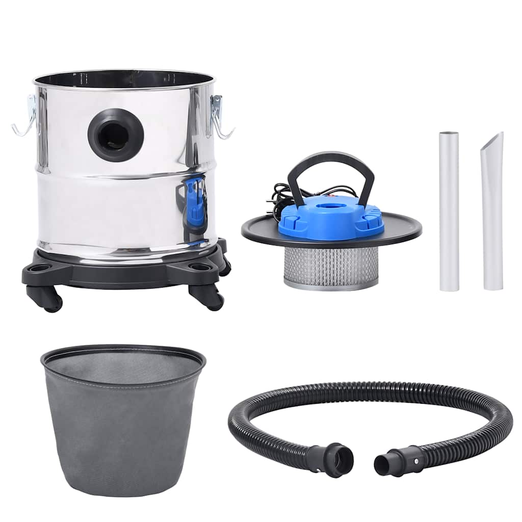 Vidaxl asstofzuiger met hepafilter 1200 w 20 l roestvrij staal