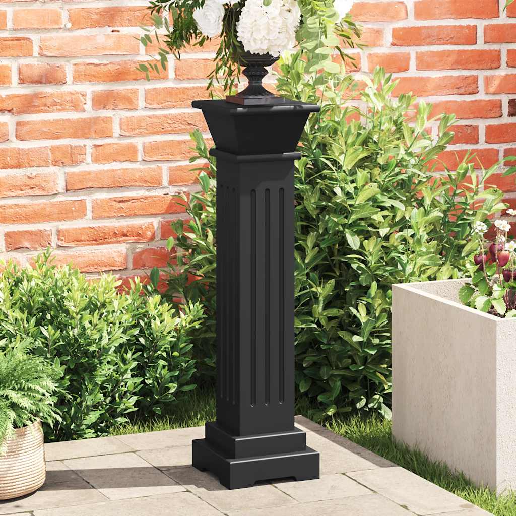 VidaXL Plantenstandaard klassiek zuil vierkant 17x17x66 cm MDF zwart