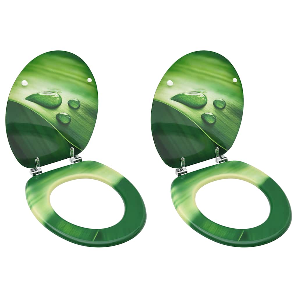 VidaXL Toiletbrillen met deksel 2 e waterdruppel MDF groen