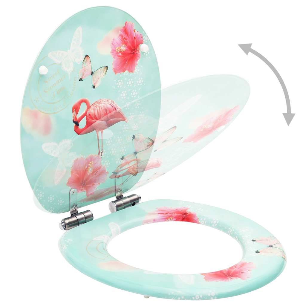 VidaXL Toiletbril met soft-close deksel 2 stuks flamingo MDF