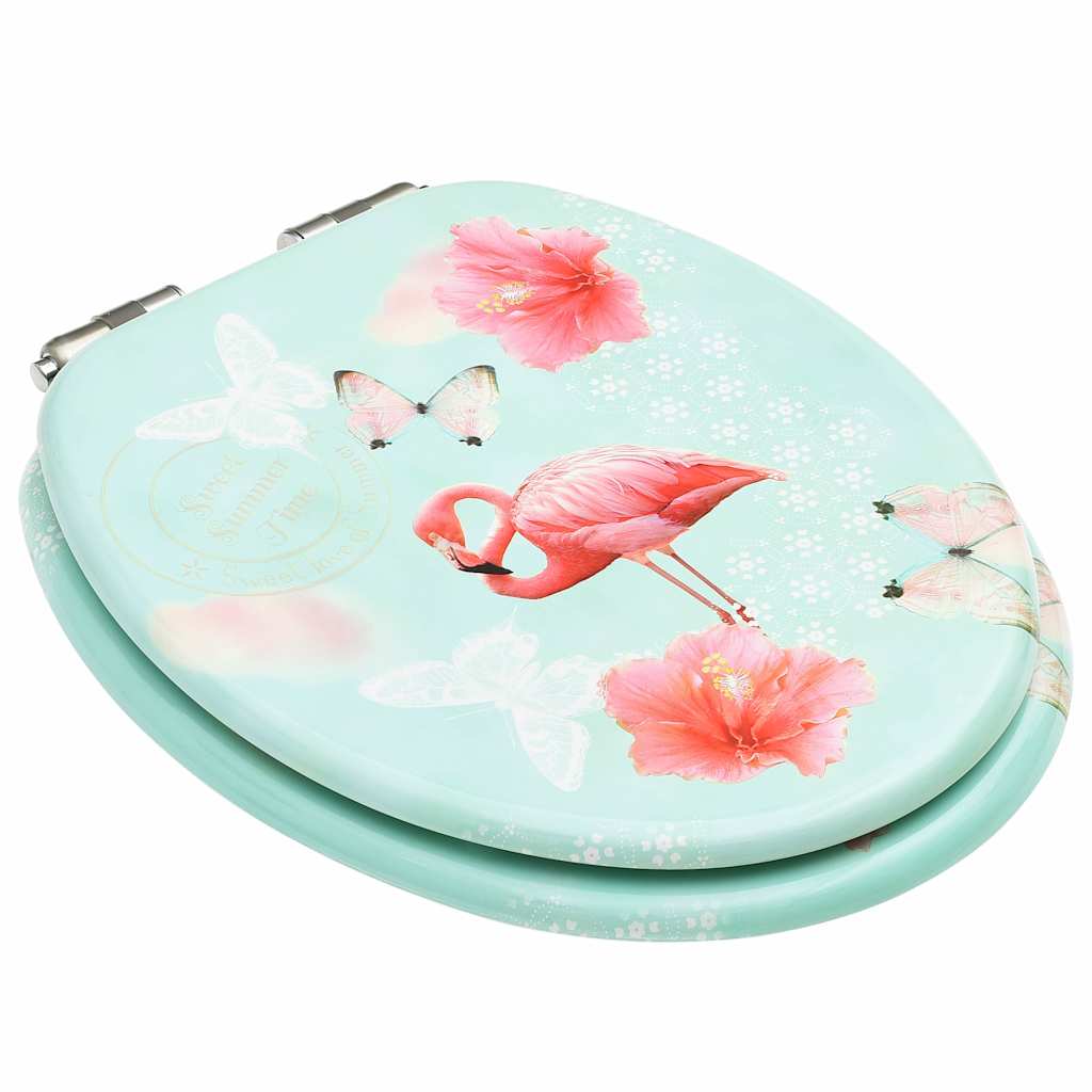 VidaXL Toiletbril met soft-close deksel 2 stuks flamingo MDF