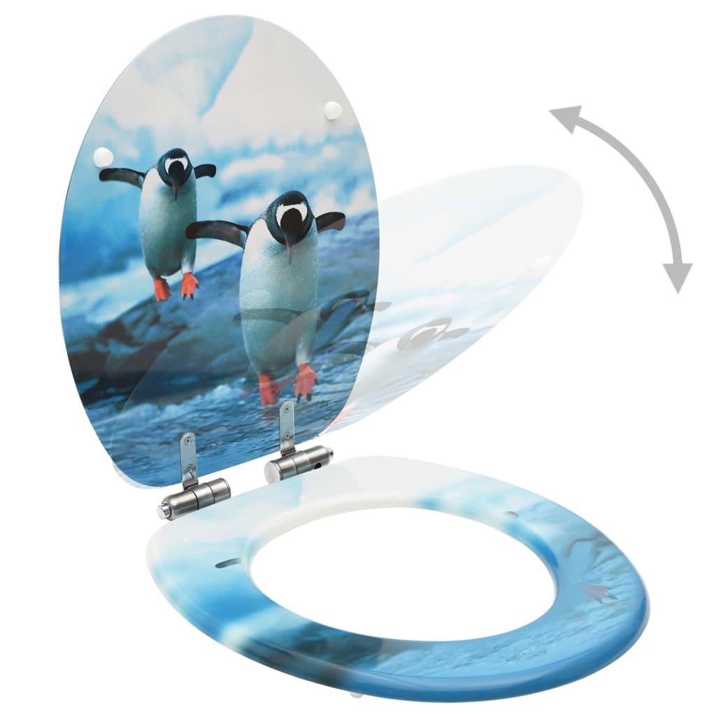 VidaXL Toiletbrillen met softclose deksel 2 st pinguïn MDF