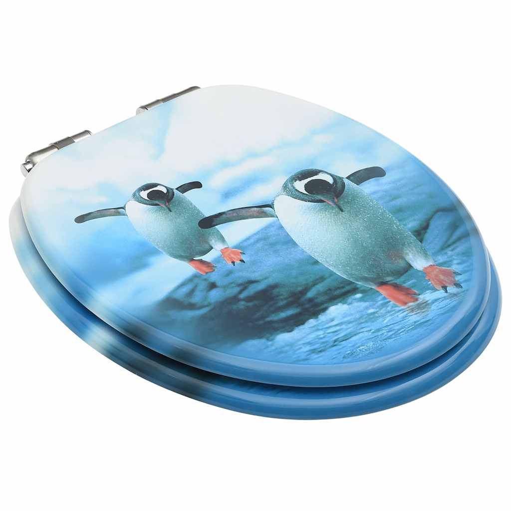 VidaXL Toiletbrillen met softclose deksel 2 st pinguïn MDF