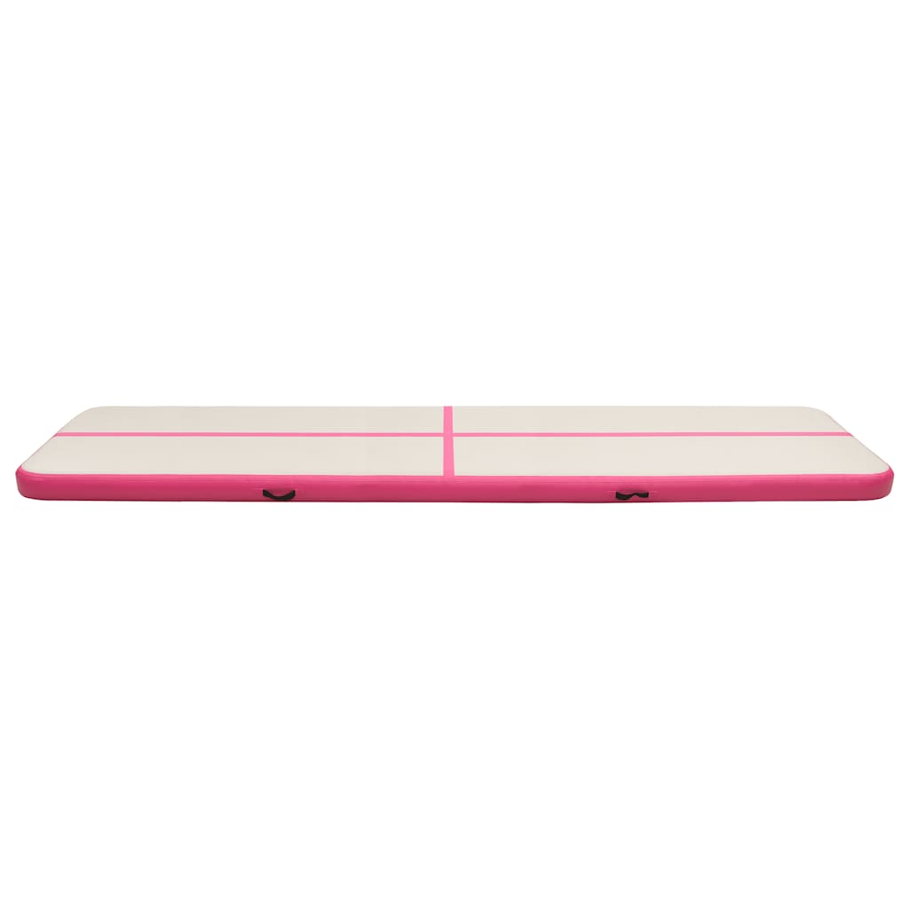 Vidaxl gymnastiekmat met pomp opblaasbaar 600x100x15 cm pvc roze