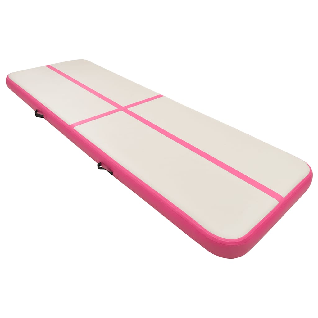 Vidaxl gymnastiekmat met pomp opblaasbaar 300x100x20 cm pvc roze