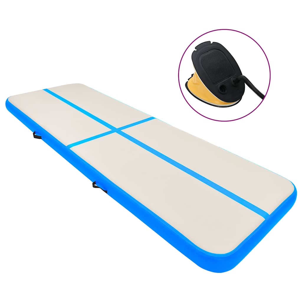 Vidaxl gymnastiekmat met pomp opblaasbaar 300x100x20 cm pvc blauw