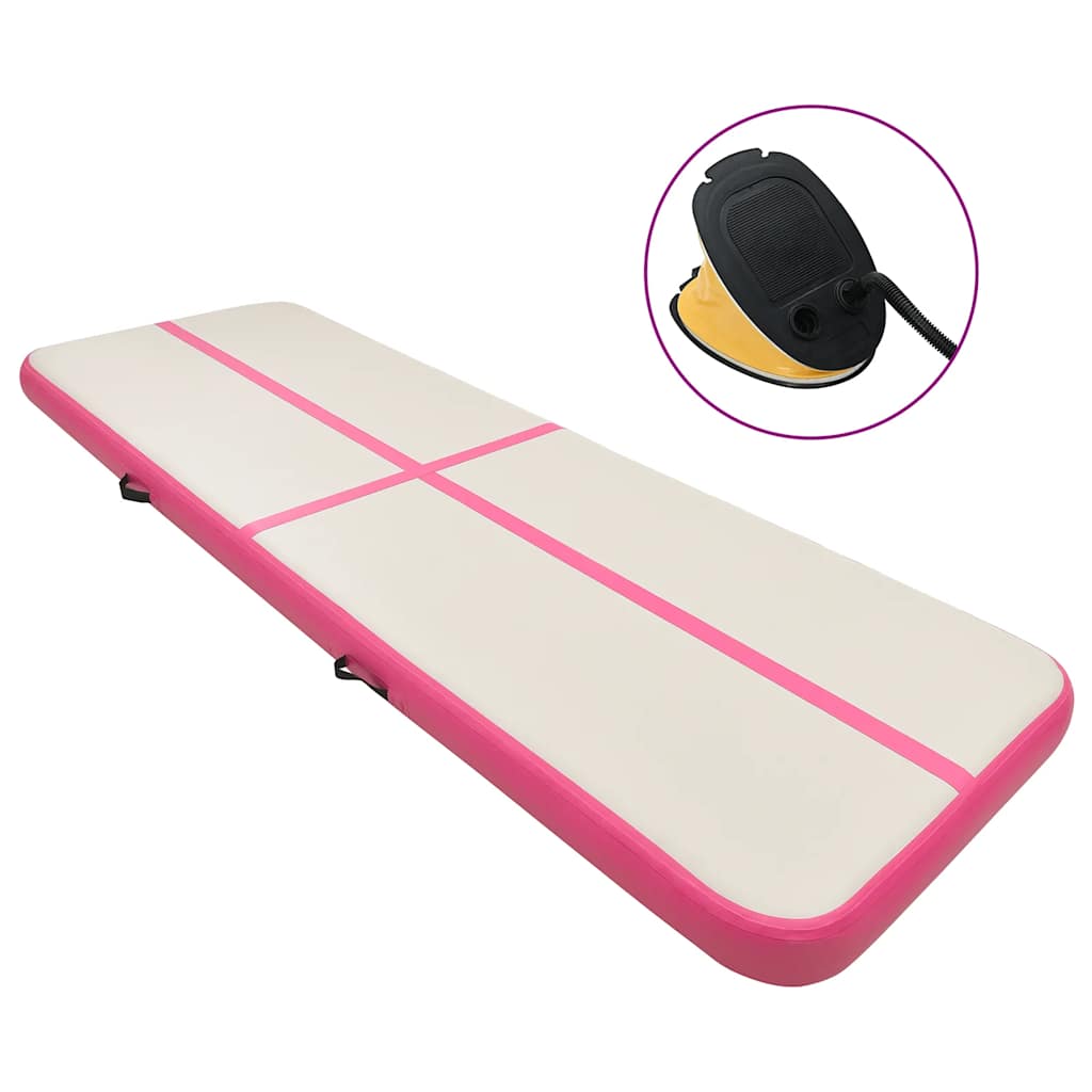 Vidaxl gymnastiekmat met pomp opblaasbaar 700x100x20 cm pvc roze