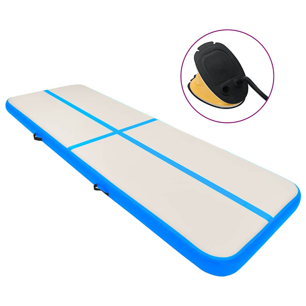 Vidaxl gymnastiekmat met pomp opblaasbaar 800x100x20 cm pvc blauw