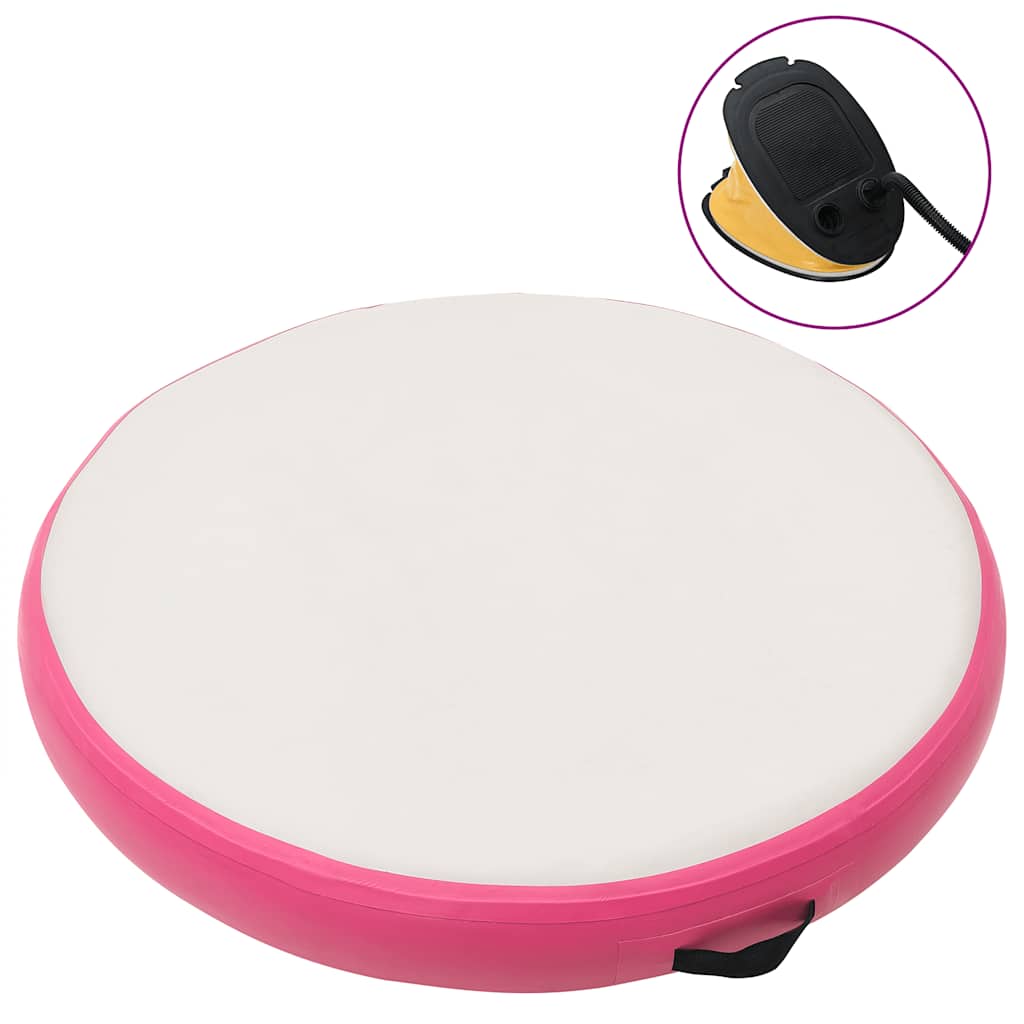 Vidaxl gymnastiekmat met pomp opblaasbaar 100x100x10 cm pvc roze