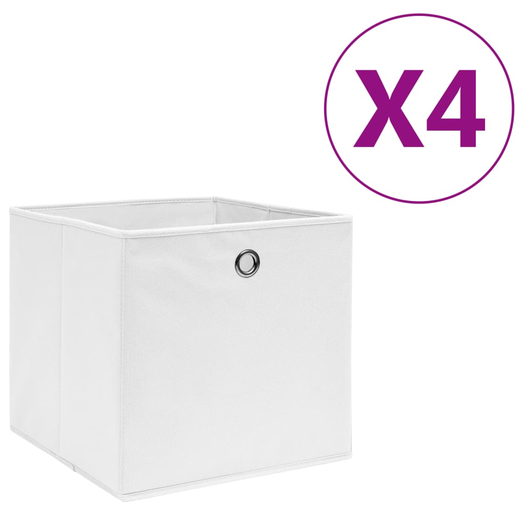 Vidaxl opbergboxen 4 st 28x28x28 cm vliesstof wit
