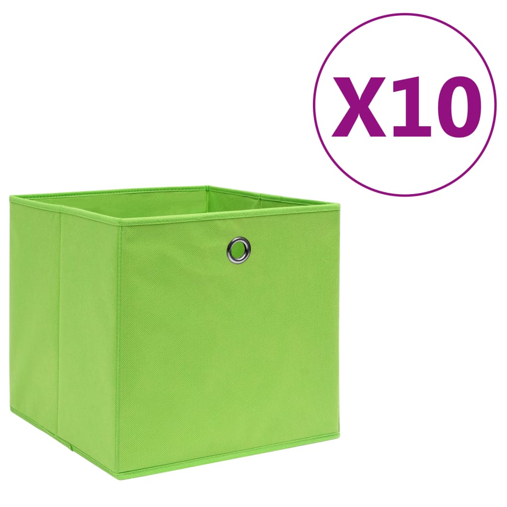 VidaXL Opbergboxen 10 st 28x28x28 cm vliesstof groen