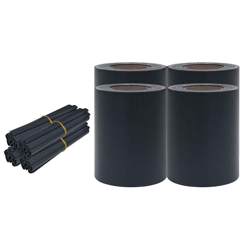 Vidaxl tuinschermen 4 st 35x0,19m pvc mat donkergrijs